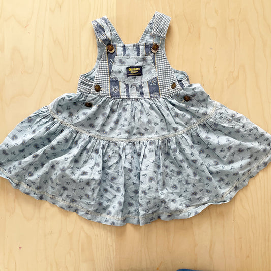 OshKosh Blue Print Overall Skirtall - Yellow Clover Vintage Kids Clothes