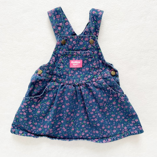 OshKosh Floral Printed Denim Skirtall - Yellow Clover Vintage Kids Clothes