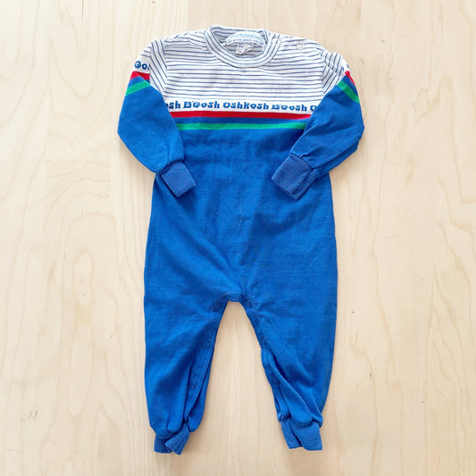 Vintage OshKosh Colorblock Striped Romper - Yellow Clover Vintage Kids Clothes