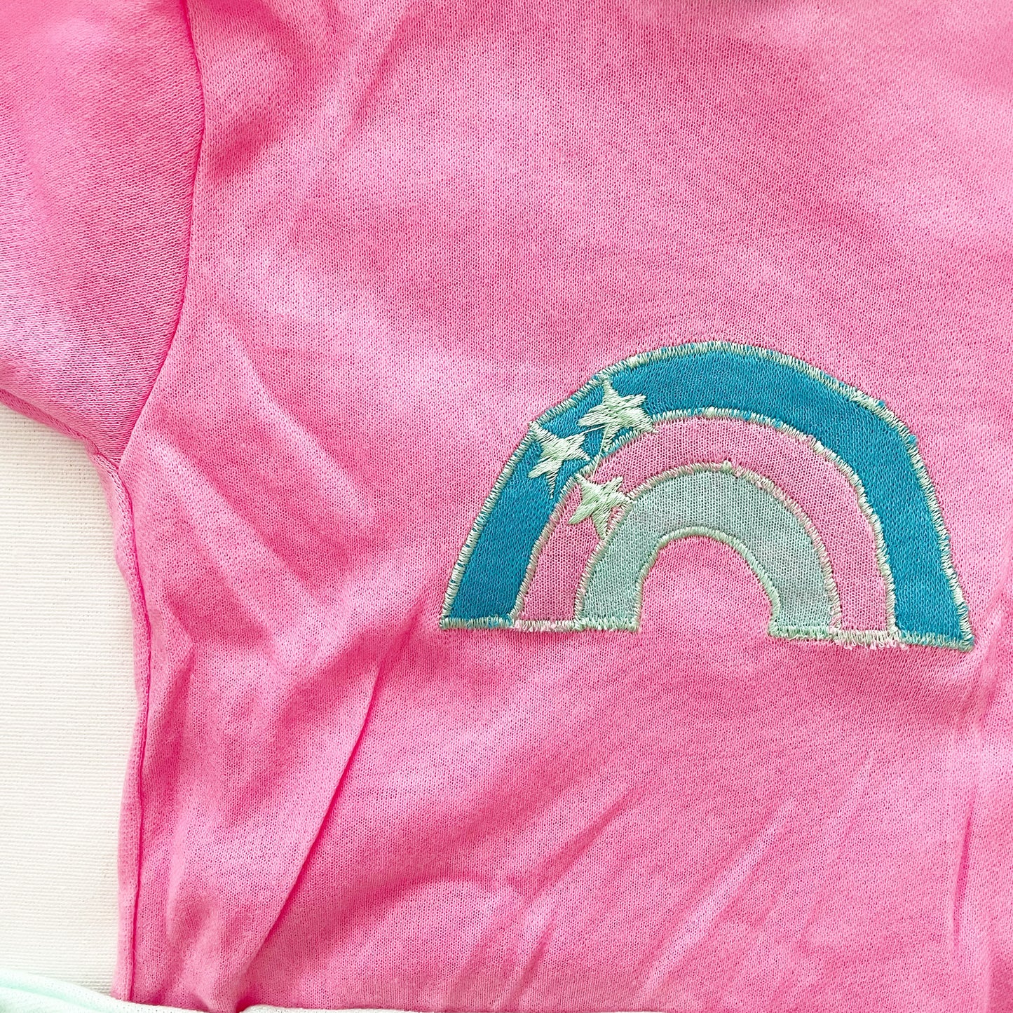 Pink/Mint Rainbow Appliqué Set • 18m - Yellow Clover Vintage Kids Clothes