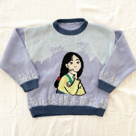 Vintage Handknit Mulan Girls Sweater