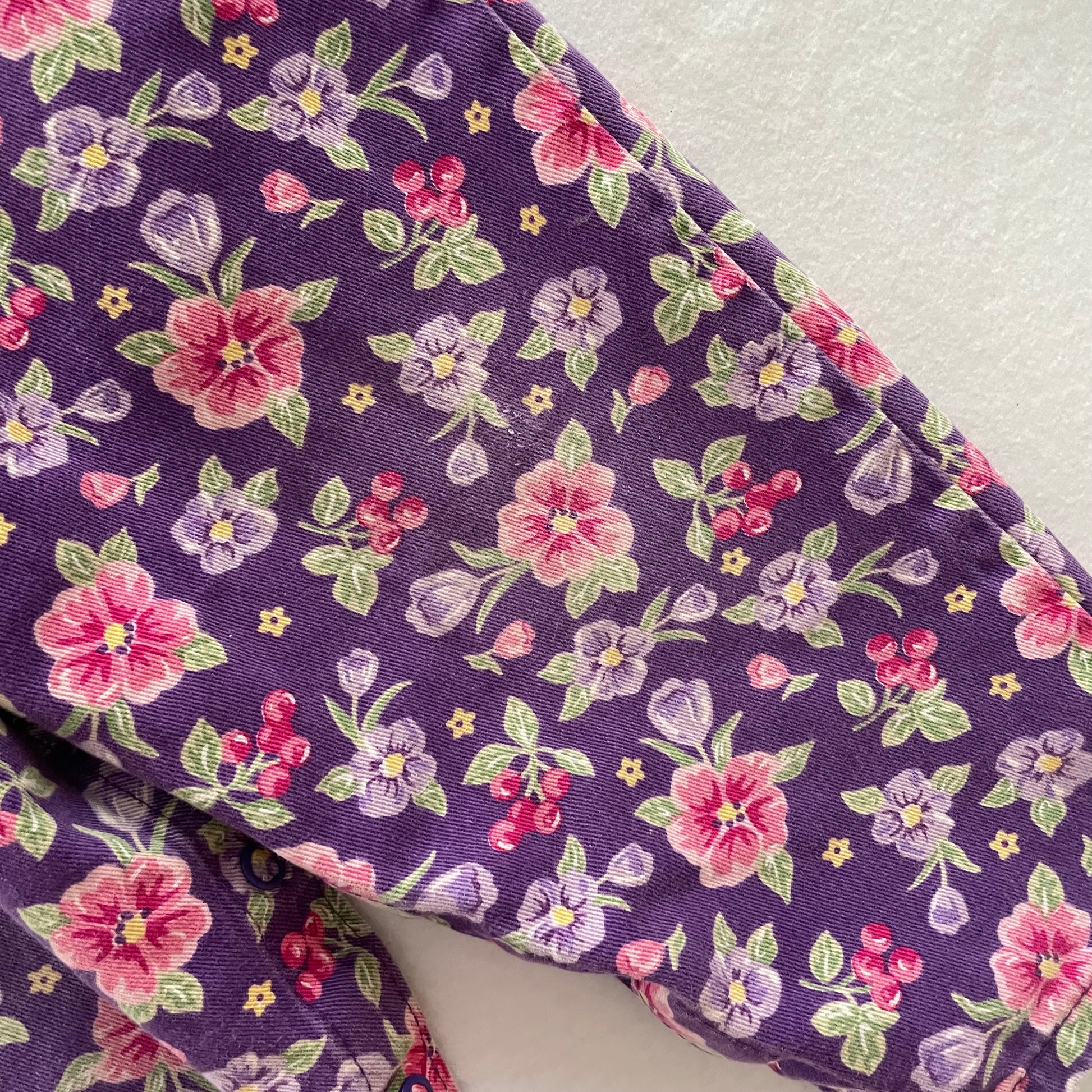 OshKosh Purple Pansy Overalls - Yellow Clover Vintage Kids Clothes