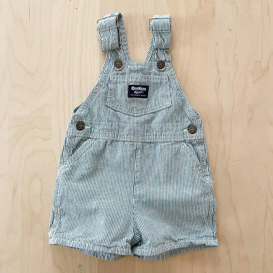 OshKosh Green Fine Striped Shortalls - Yellow Clover Vintage Kids Clothes