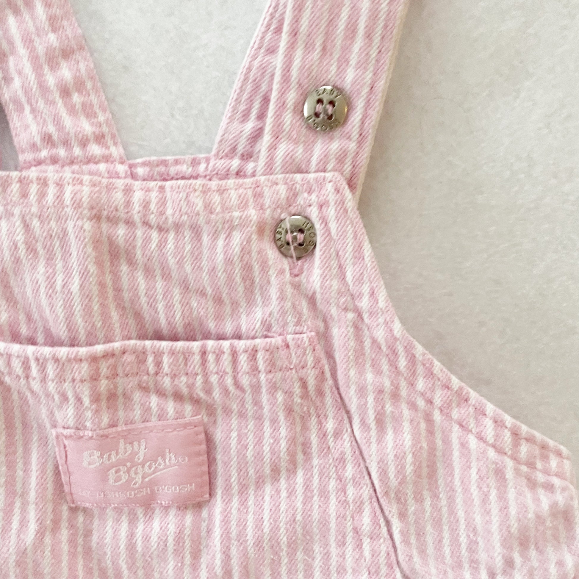 Baby B’gosh Pink Hickory Stripe Bubble - Yellow Clover Vintage Kids Clothes