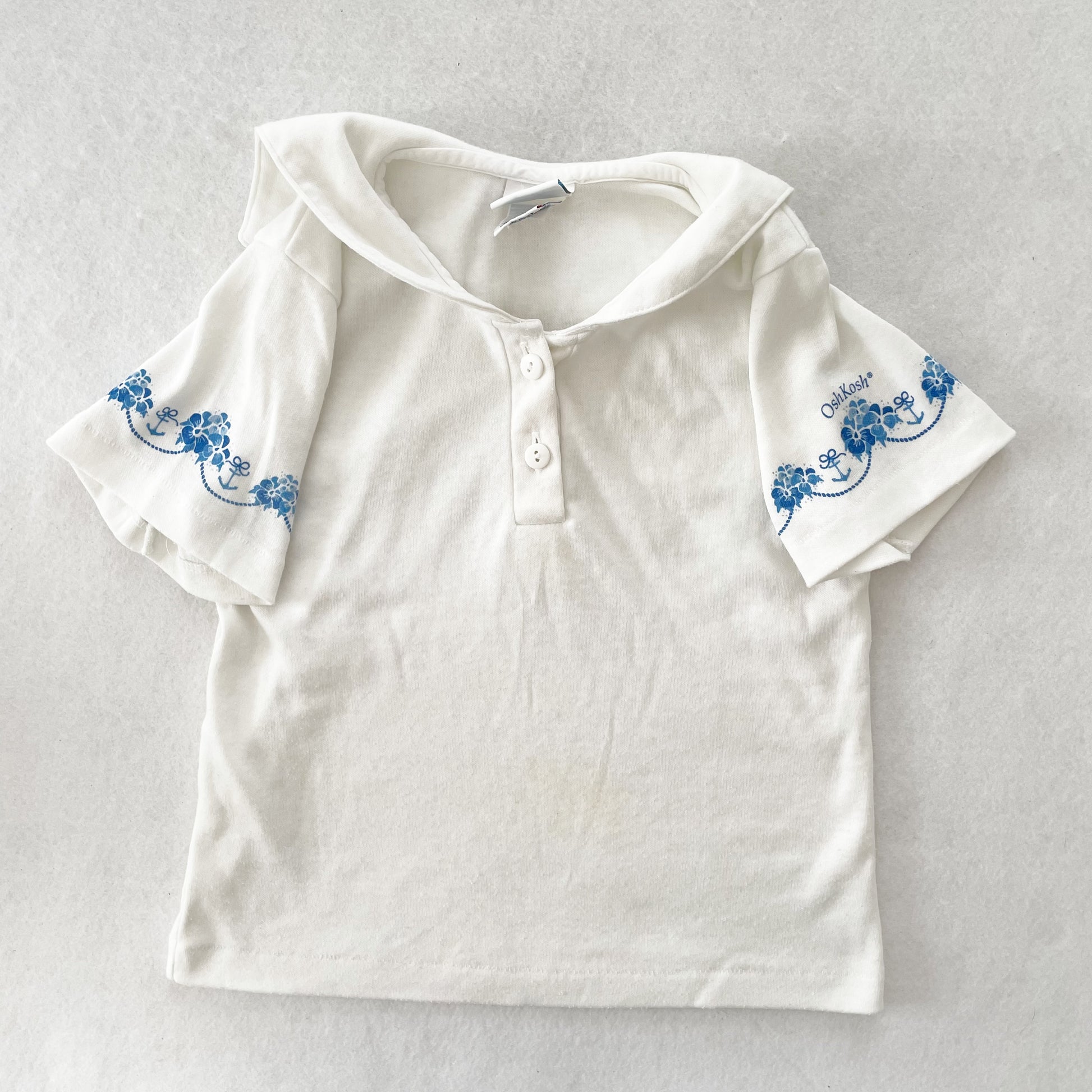 OshKosh Flower Anchor Top - Yellow Clover Vintage Kids Clothes
