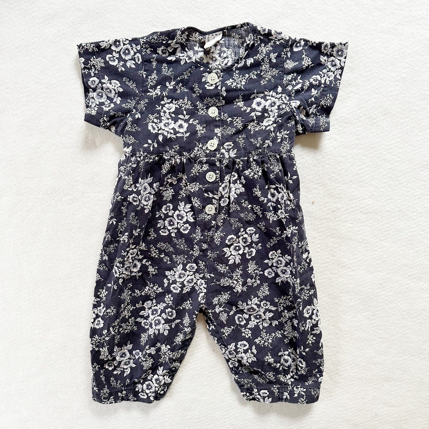 Vintage Baby Gap Navy Floral Romper
