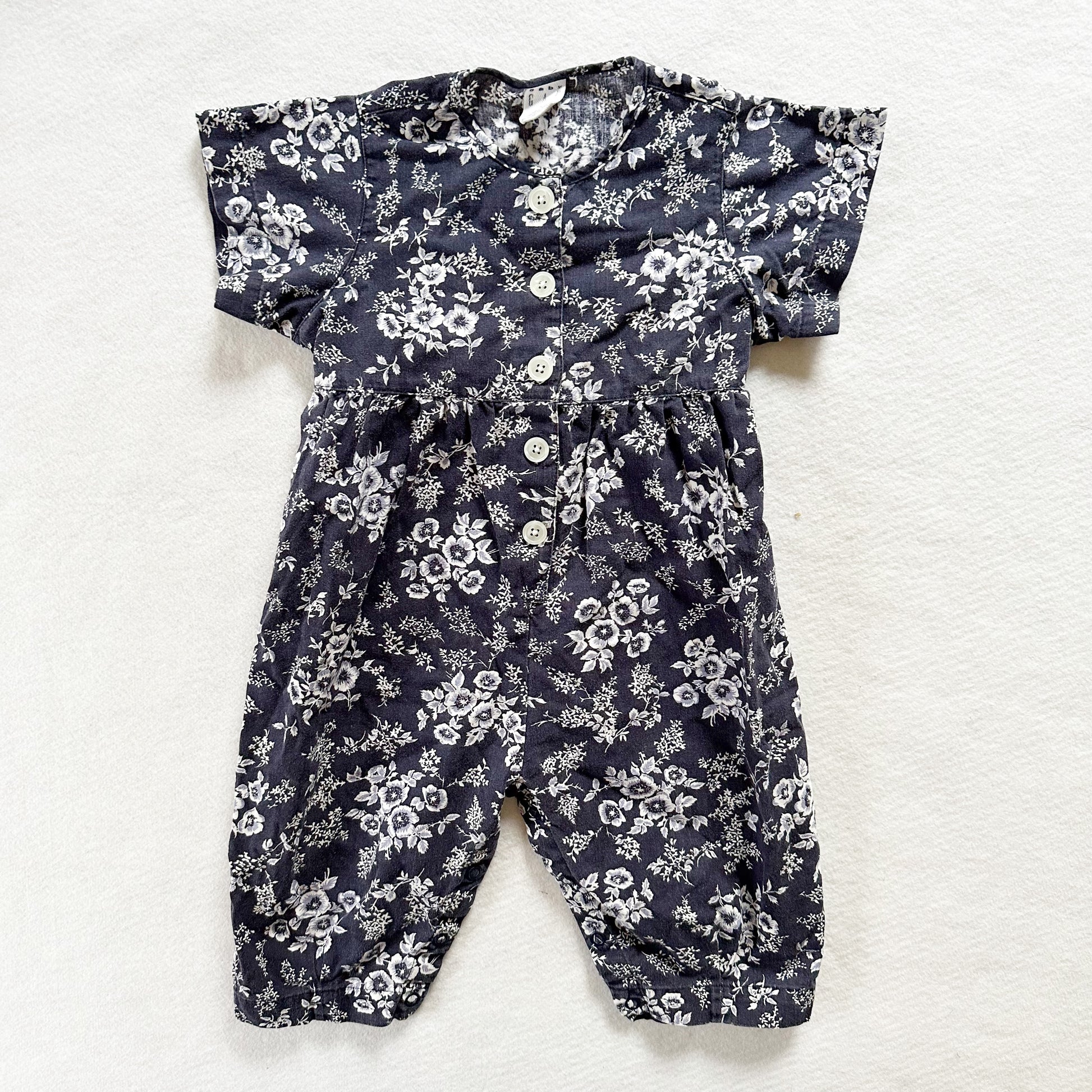 Vintage Baby Gap Navy Floral Romper