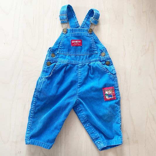Vintage OshKosh Cowboy Bear Patch Cord Overalls - Yellow Clover Vintage Kids Clothes