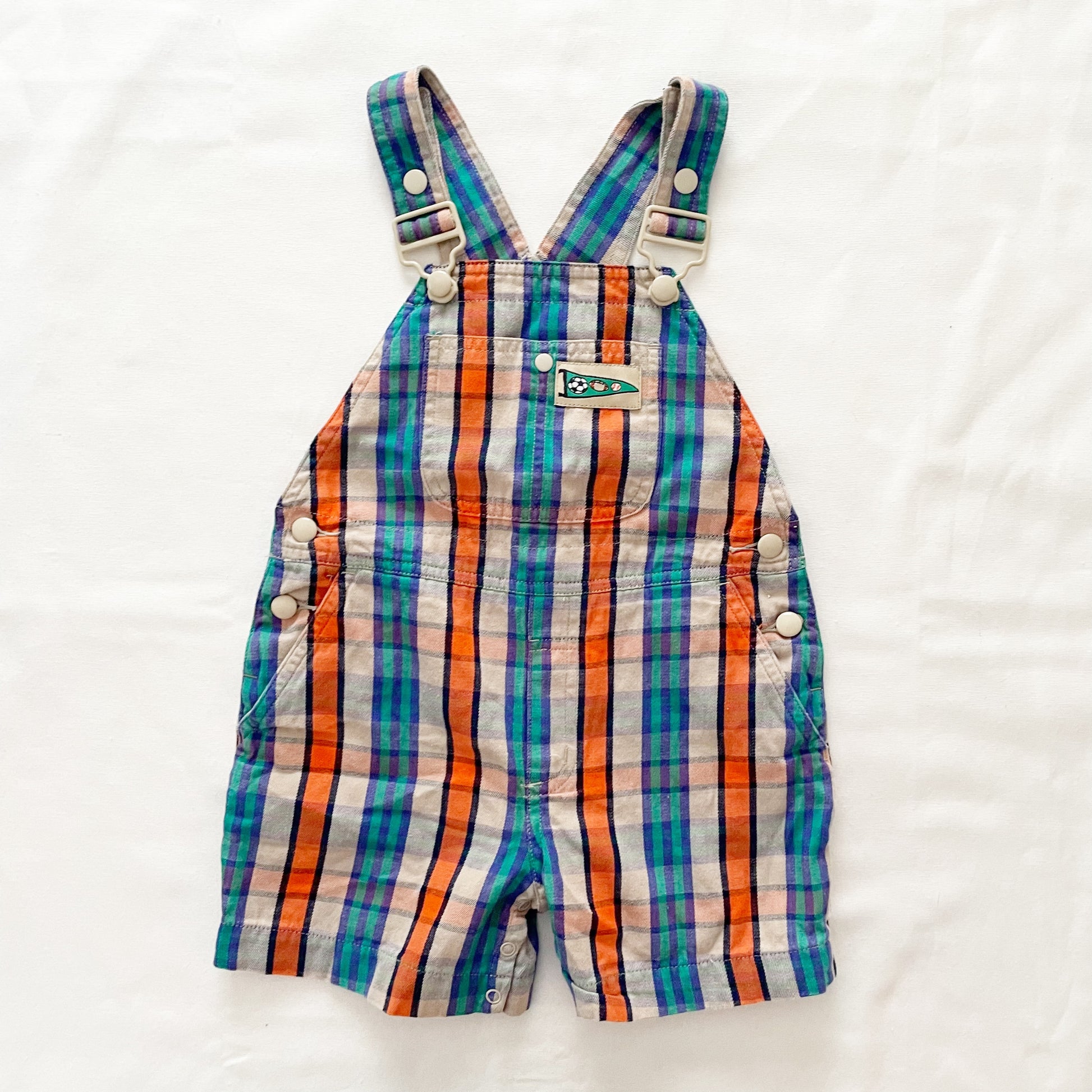 Gymboree Sports Pennant Patch Shortalls • 2T - Yellow Clover Vintage Kids Clothes