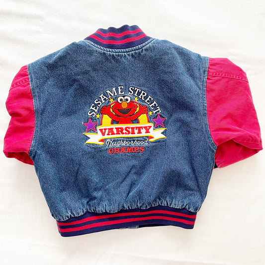 Sesame Street Elmo Varsity Jacket - Yellow Clover Vintage Kids Clothes