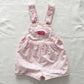 OshKosh Light Pink Floral Bow Back Shortalls - Yellow Clover Vintage Kids Clothes