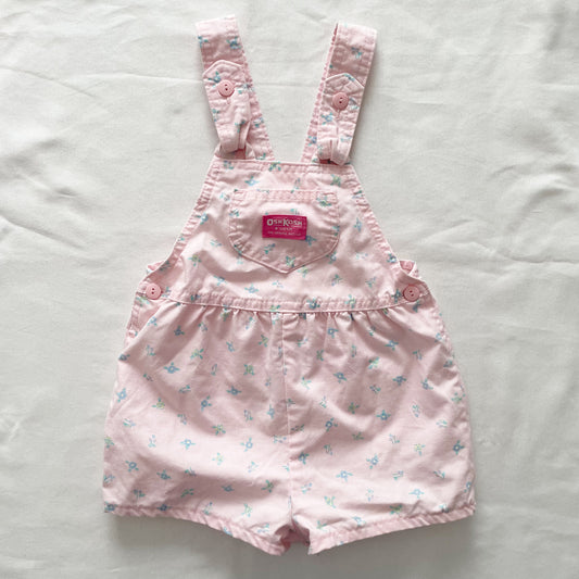 OshKosh Light Pink Floral Bow Back Shortalls - Yellow Clover Vintage Kids Clothes