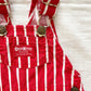 OshKosh Red Wide Striped Shortalls - Yellow Clover Vintage Kids Clothes