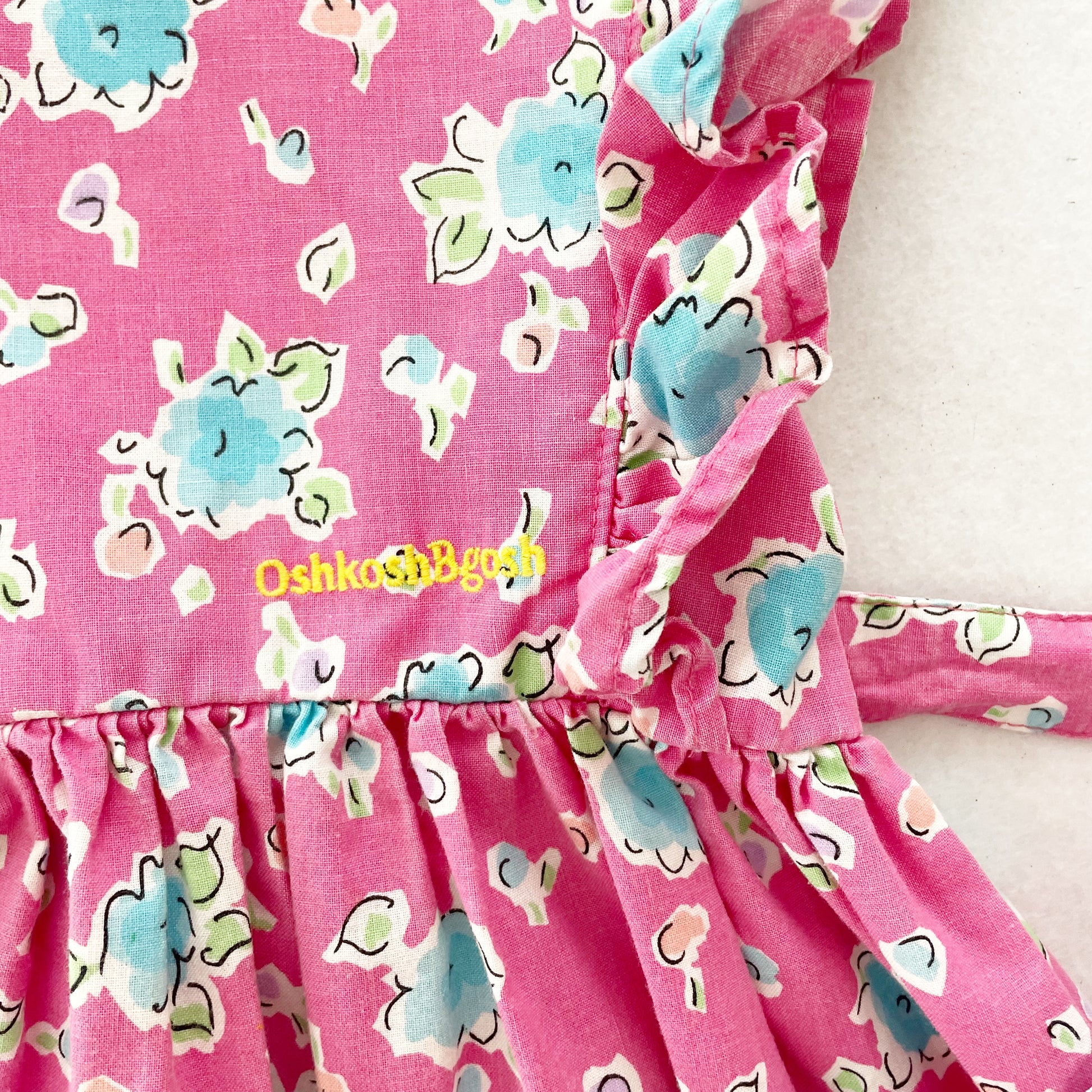 OshKosh Floral Ruffle Dress - Yellow Clover Vintage Kids Clothes