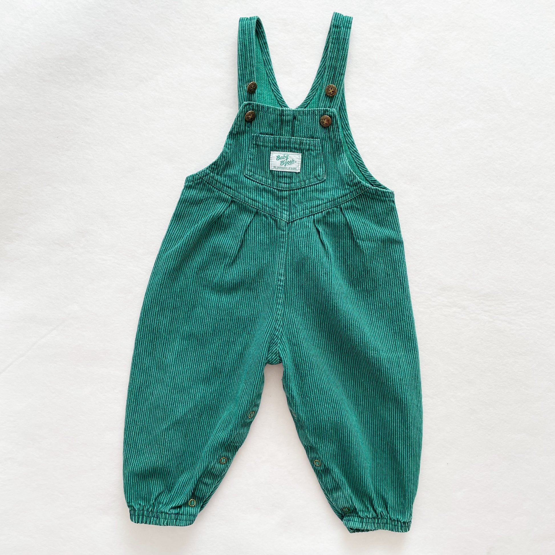 Vintage Oshkosh Baby B’gosh Green Stripe Bubble Overalls 