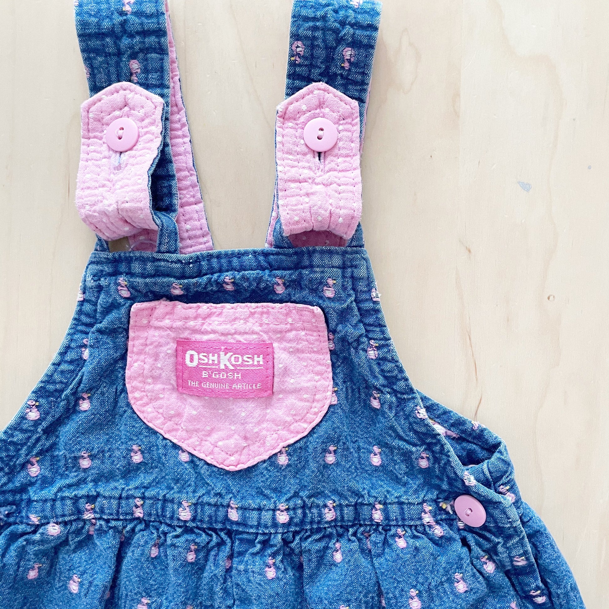 OshKosh Duck Embroidered Overalls - Yellow Clover Vintage Kids Clothes