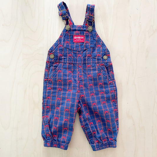 OshKosh Wagon Woven Overalls - Yellow Clover Vintage Kids Clothes
