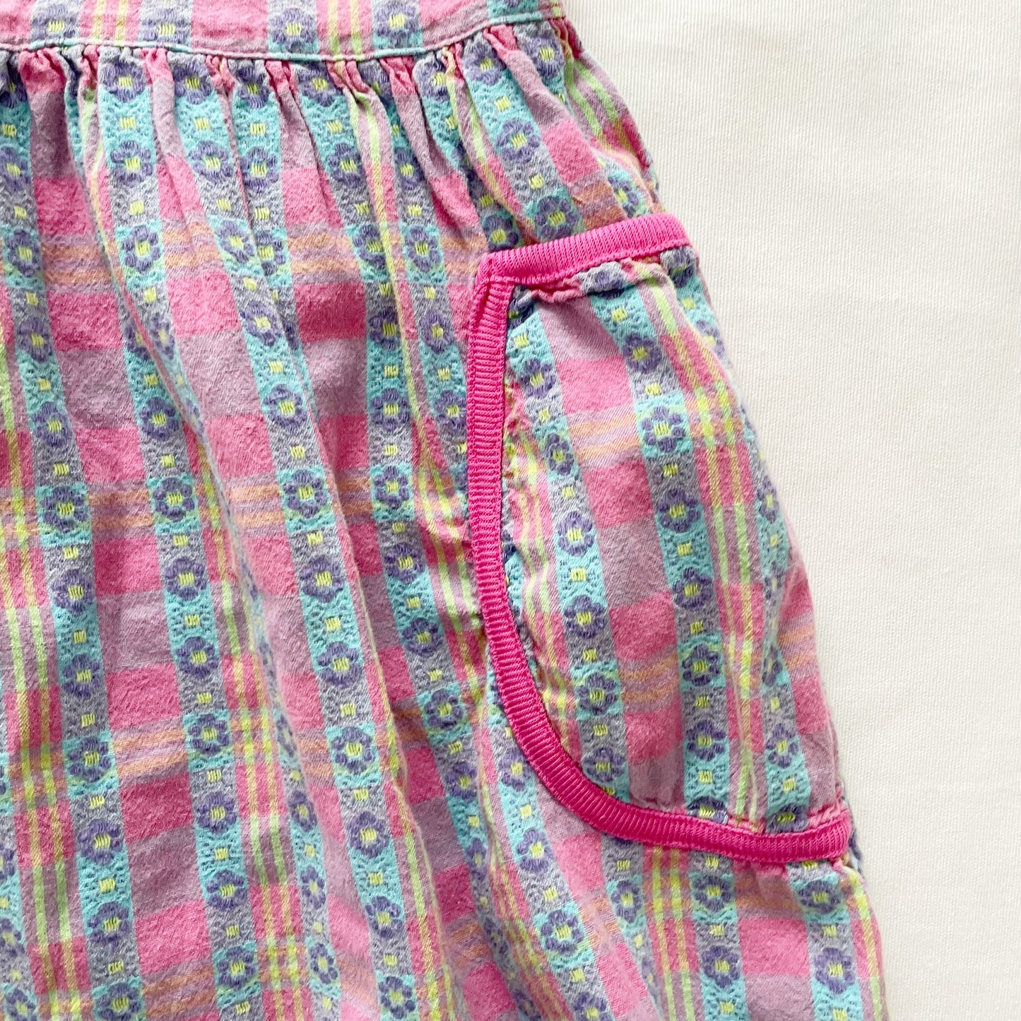 OshKosh Woven Print Pocket Dress - Yellow Clover Vintage Kids Clothes