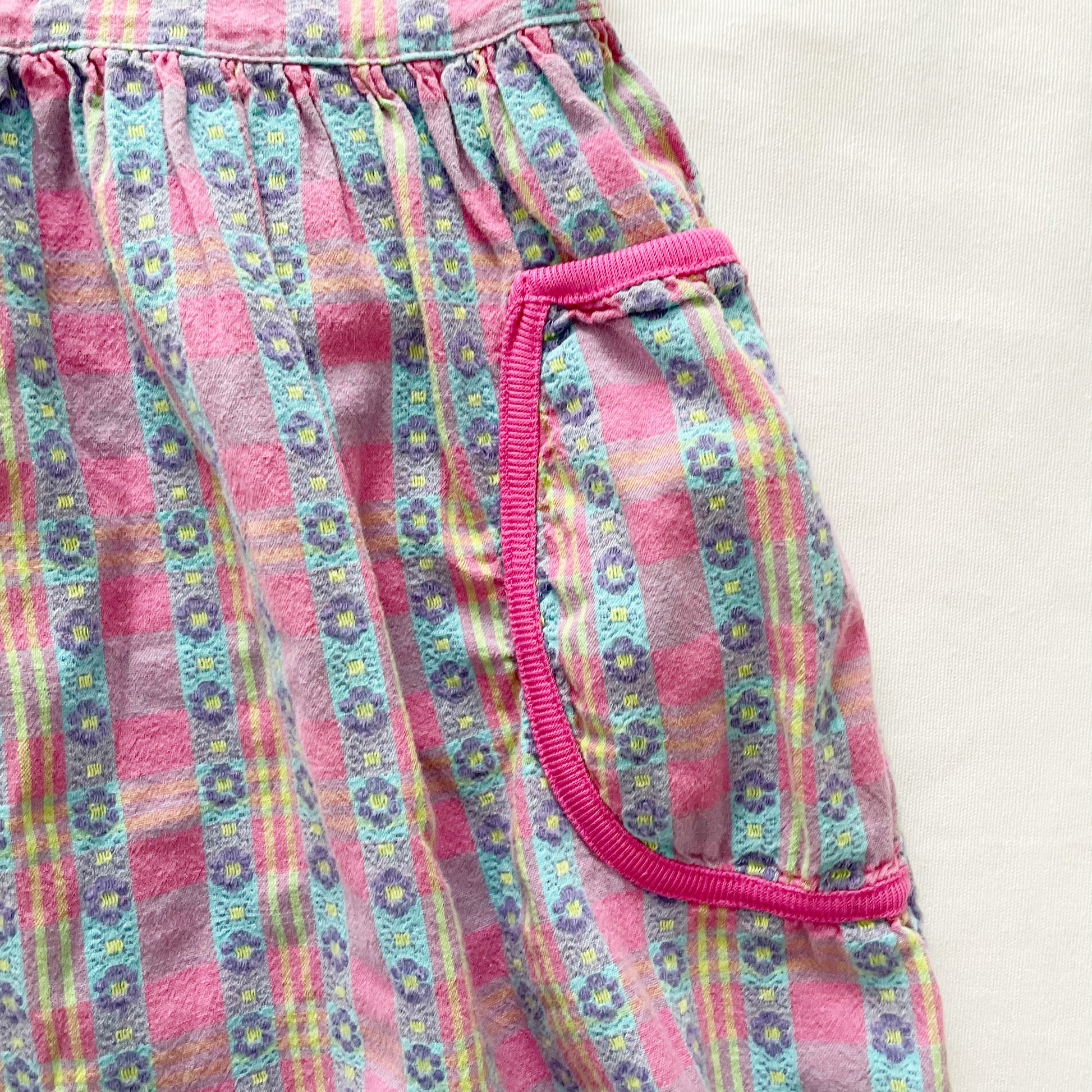OshKosh Woven Print Pocket Dress - Yellow Clover Vintage Kids Clothes
