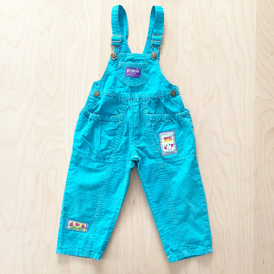 Vintage OshKosh Turquoise Patch Girls Overalls