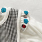 OshKosh Ladybug Gingham Set - Yellow Clover Vintage Kids Clothes