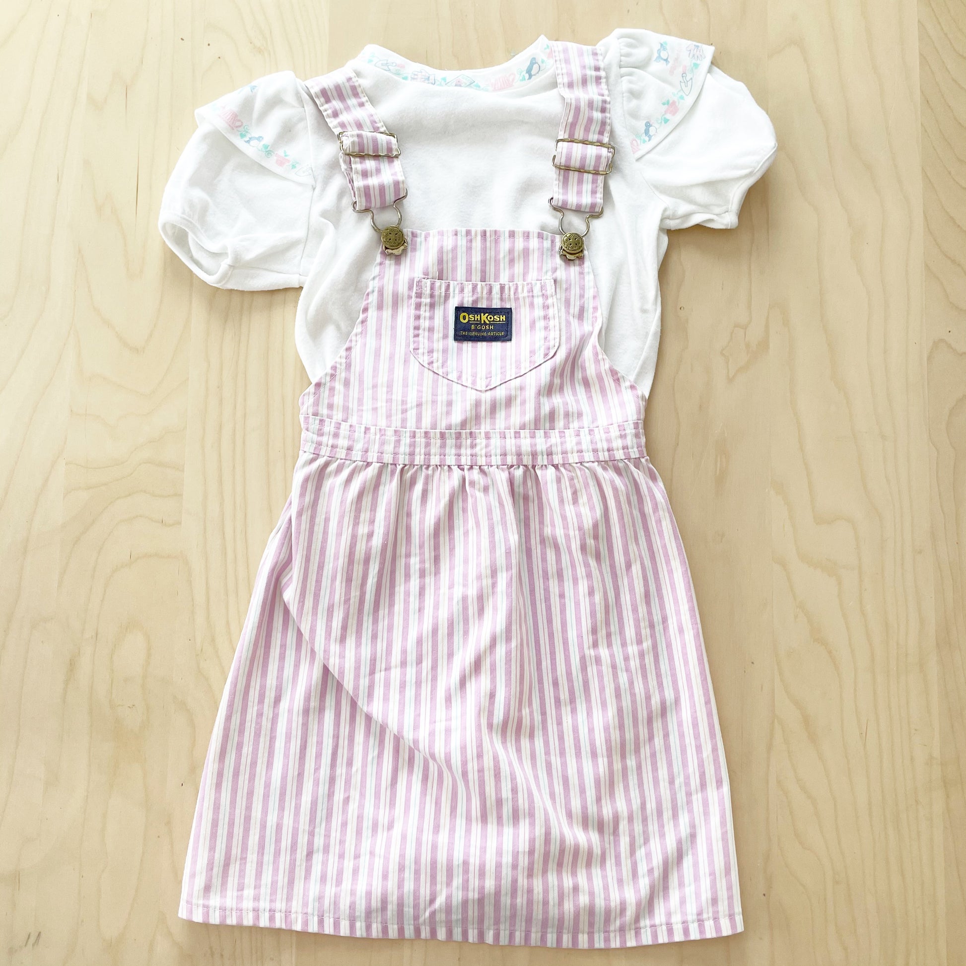Vintage OshKosh Lilac Striped Skirtall Set - Yellow Clover Vintage Kids Clothes