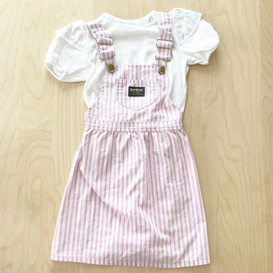 Vintage OshKosh Lilac Striped Skirtall Set - Yellow Clover Vintage Kids Clothes