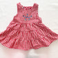 OshKosh Red Gingham Tiered Embroidered Dress - Yellow Clover Vintage Kids Clothes