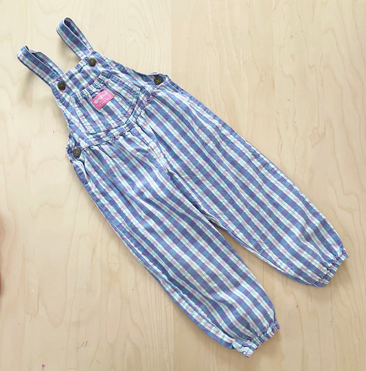 Vintage OshKosh Plaid Elastic Cuff Overalls - Yellow Clover Vintage Kids Clothes