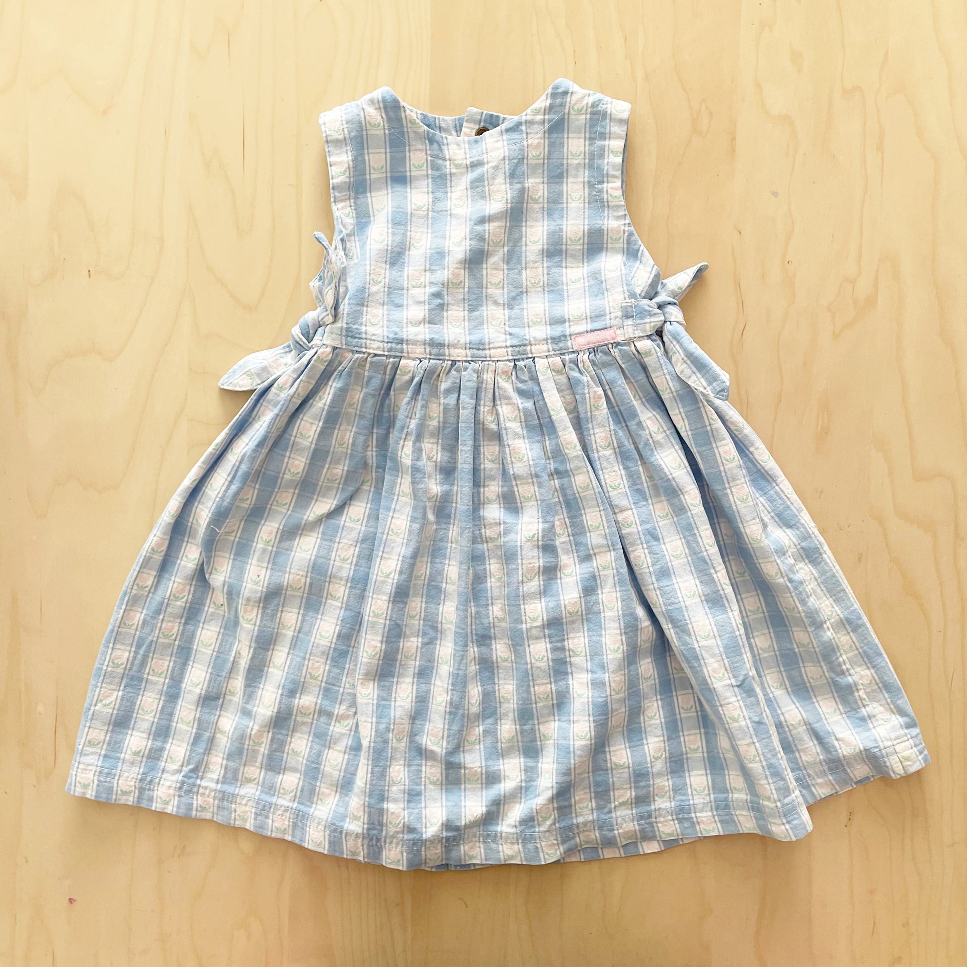 OshKosh Flower Woven Open Back Dress - Yellow Clover Vintage Kids Clothes
