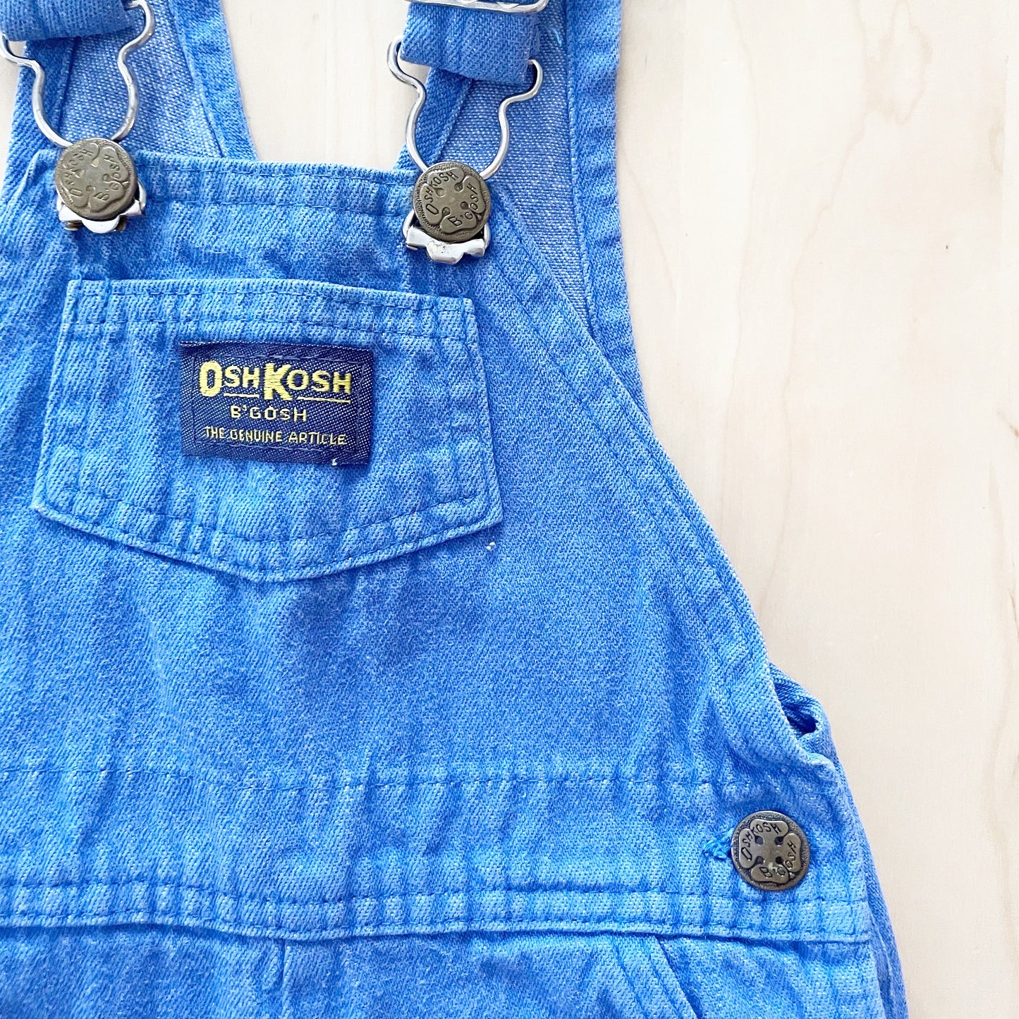 Vintage OshKosh Sky Blue Denim Overalls - Yellow Clover Vintage Kids Clothes