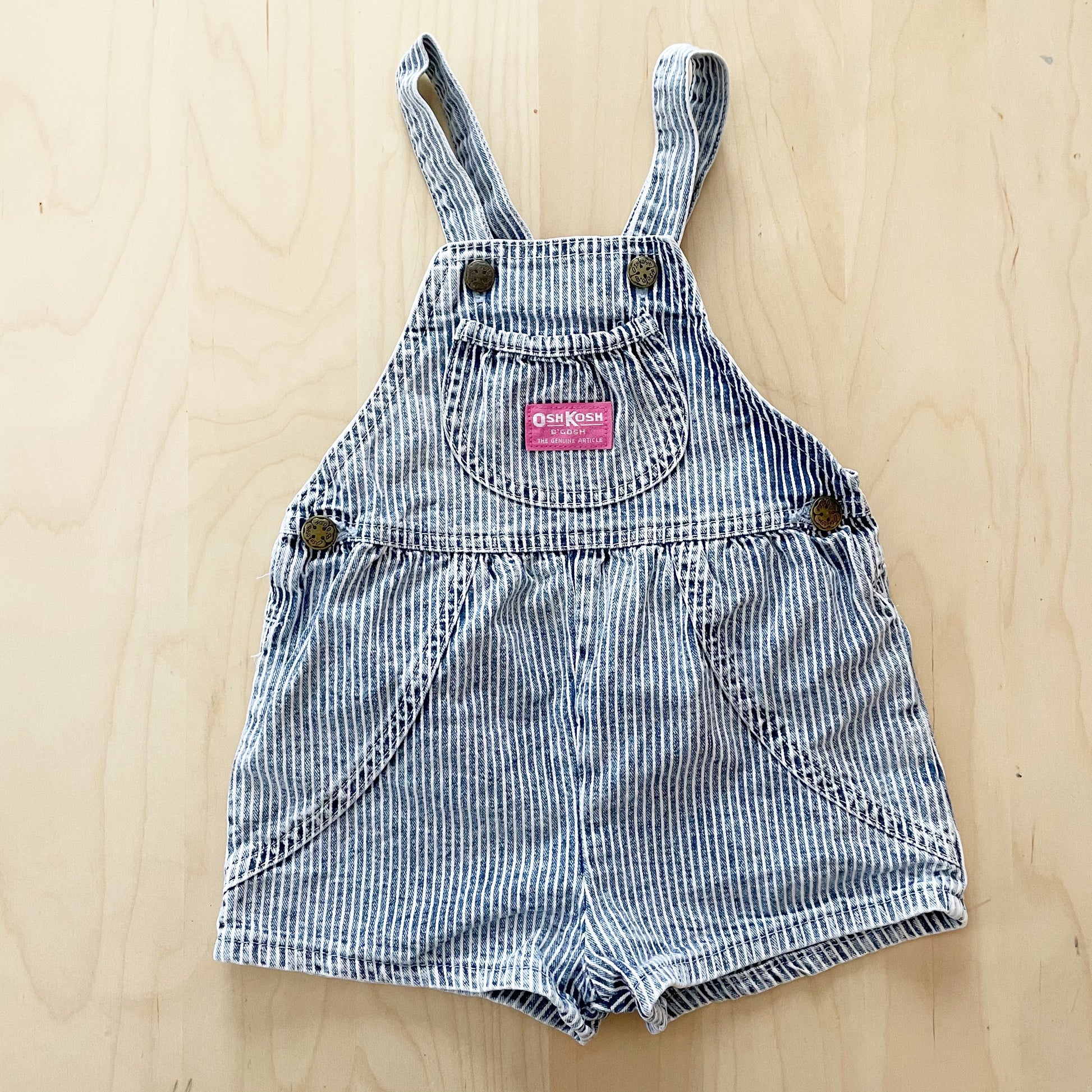 Vintage OshKosh Acid Wash Engineer Stripe Shortalls - Yellow Clover Vintage Kids Clothes