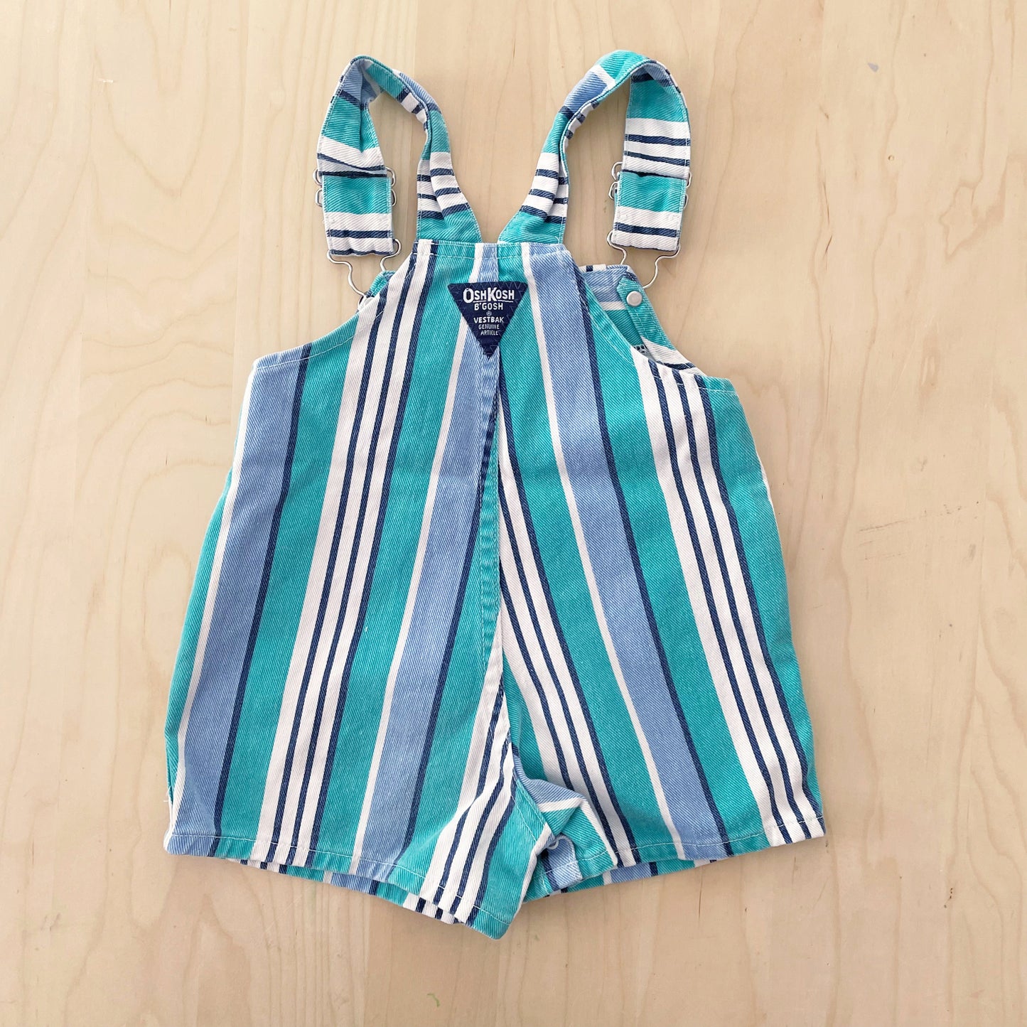 OshKosh Striped Foldover Pocket Front Shortalls - Yellow Clover Vintage Kids Clothes