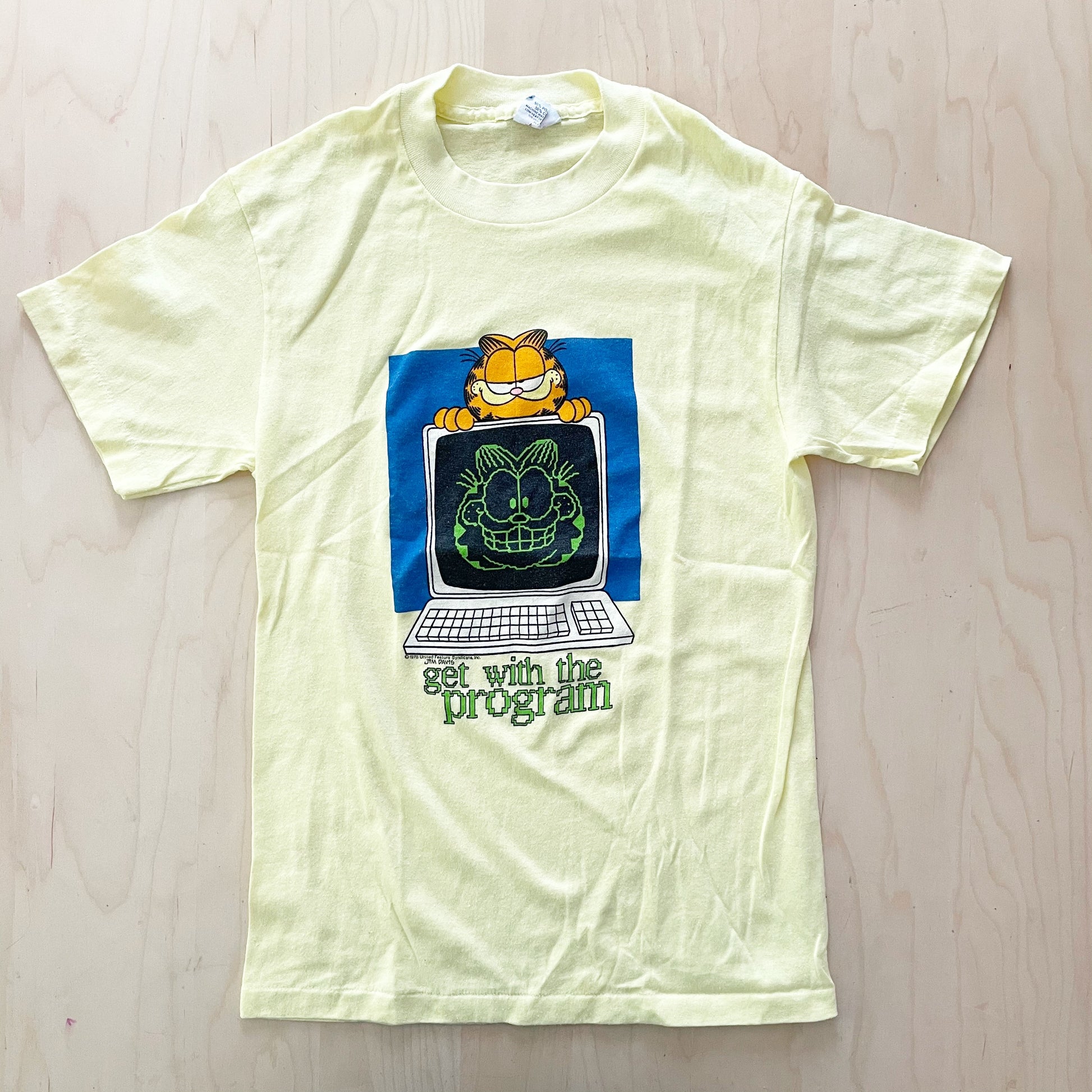 Vintage 1978 Garfield Single Stitch Youth or Adult Tee - Yellow Clover Vintage Kids Clothes