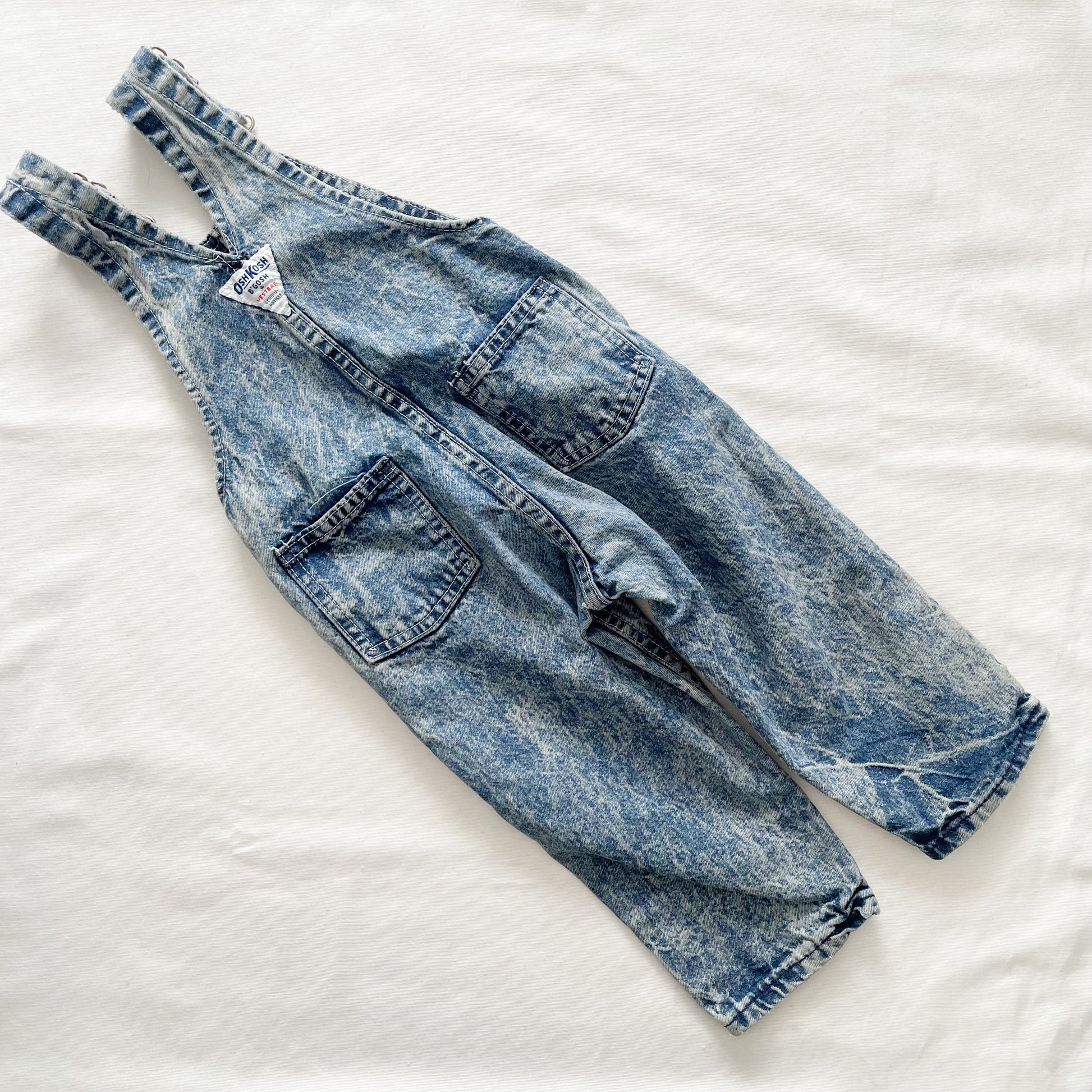 OshKosh Acid Wash Button Pocket Overalls - Yellow Clover Vintage Kids Clothes