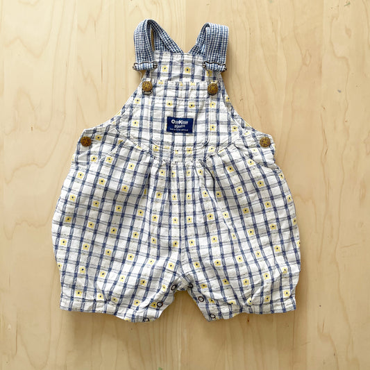 OshKosh Floral Gingham Bubble Shortalls - Yellow Clover Vintage Kids Clothes