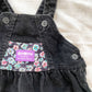 OshKosh Black Floral Bow Back Skirtall - Yellow Clover Vintage Kids Clothes