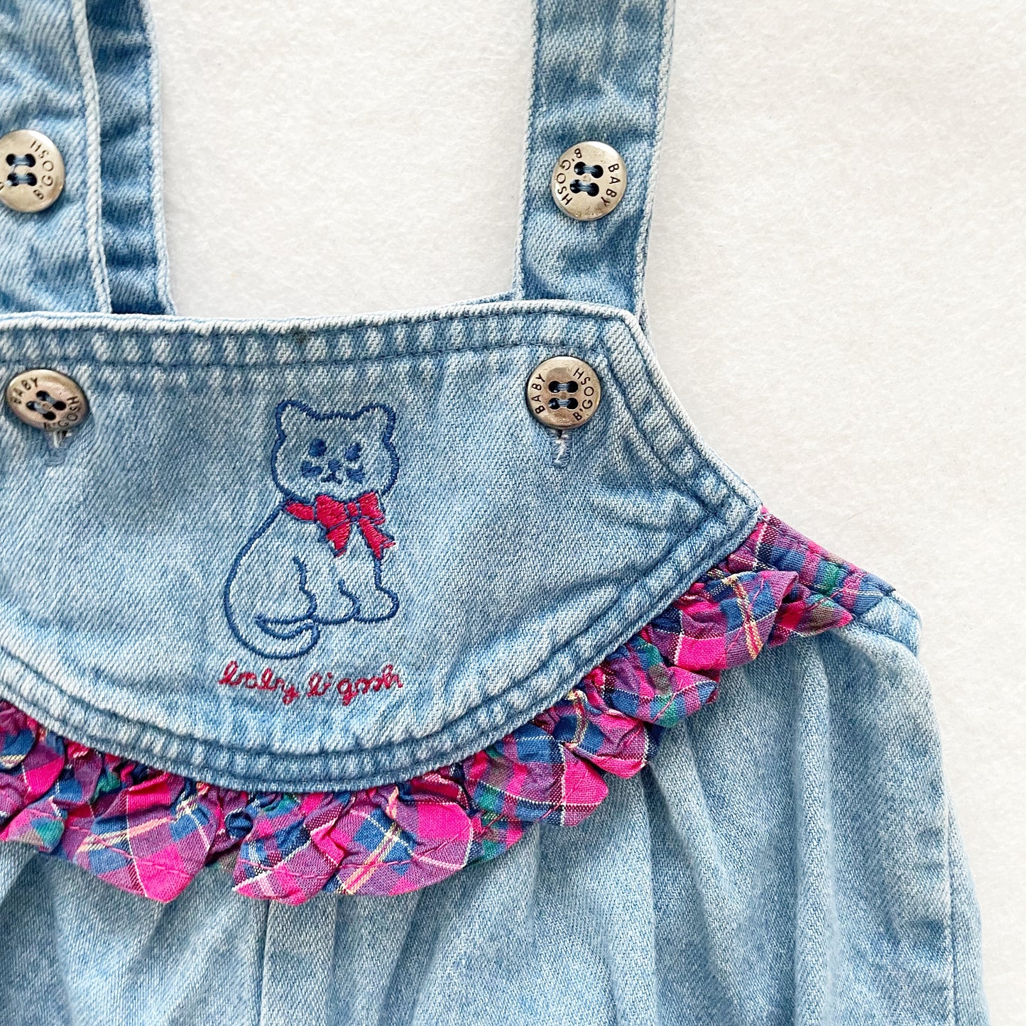 Baby B’gosh Kitty Denim Overalls - Yellow Clover Vintage Kids Clothes