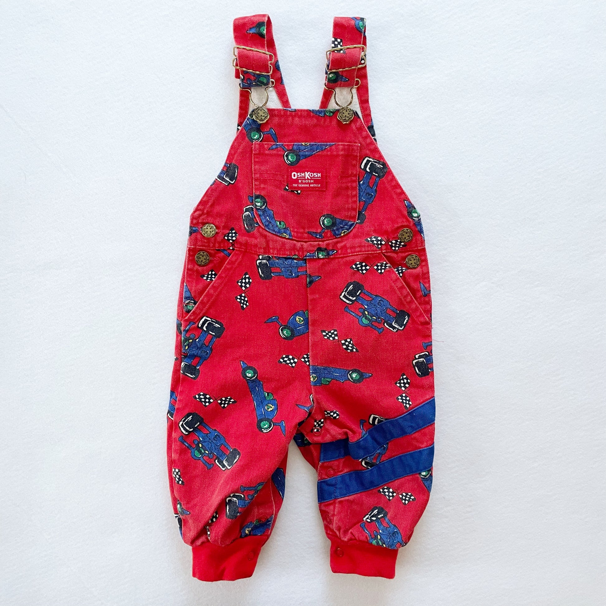 OshKosh Racecar Jogger Overalls - Yellow Clover Vintage Kids Clothes