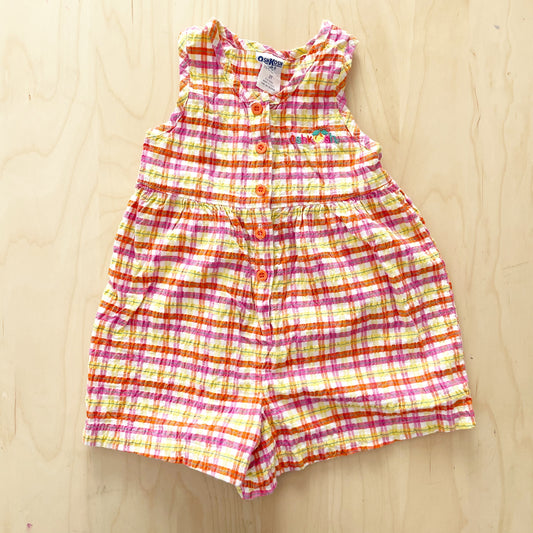 OshKosh Seersucker Fruit Embroidery Romper - Yellow Clover Vintage Kids Clothes