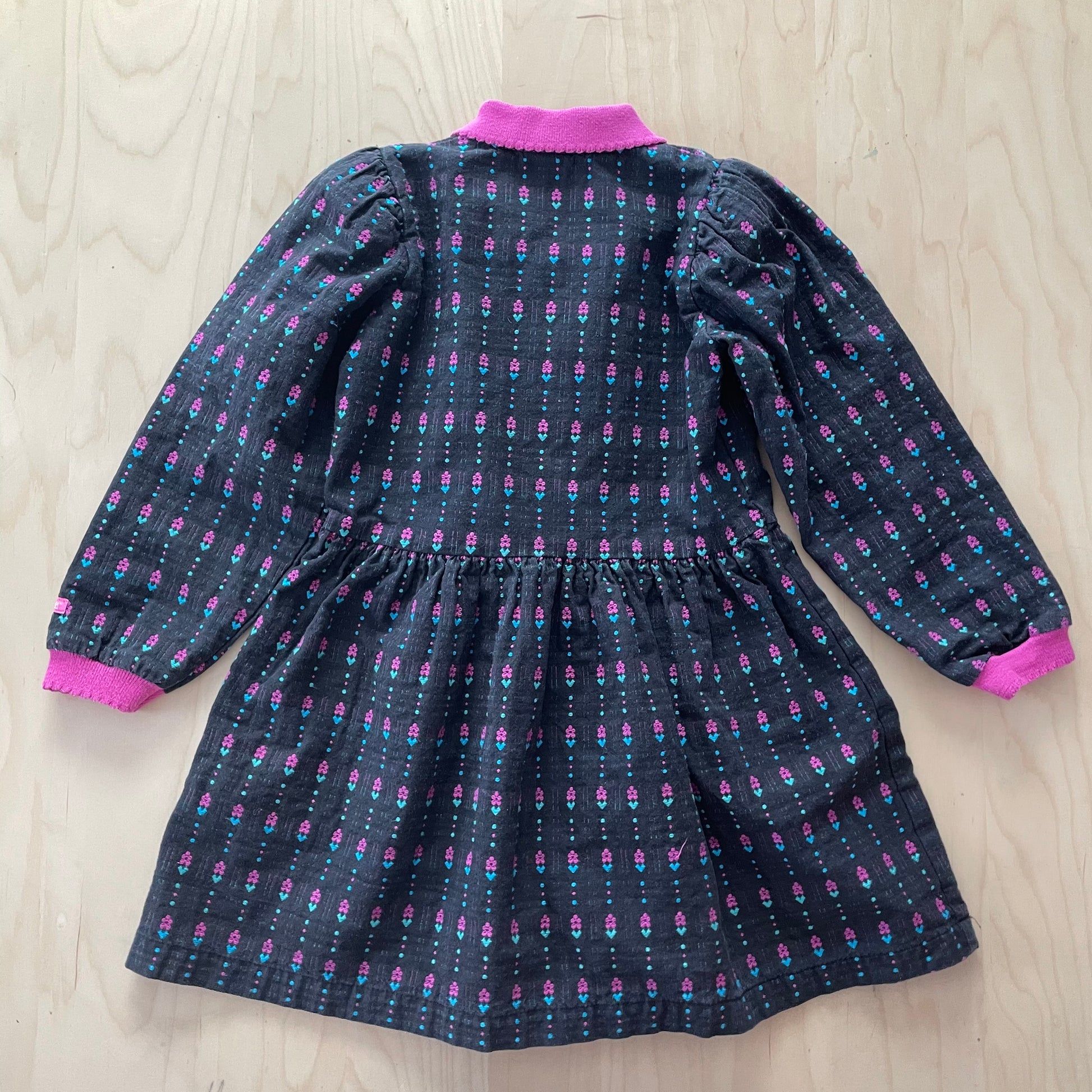 Vintage OshKosh Black Floral Woven Dress - Yellow Clover Vintage Kids Clothes
