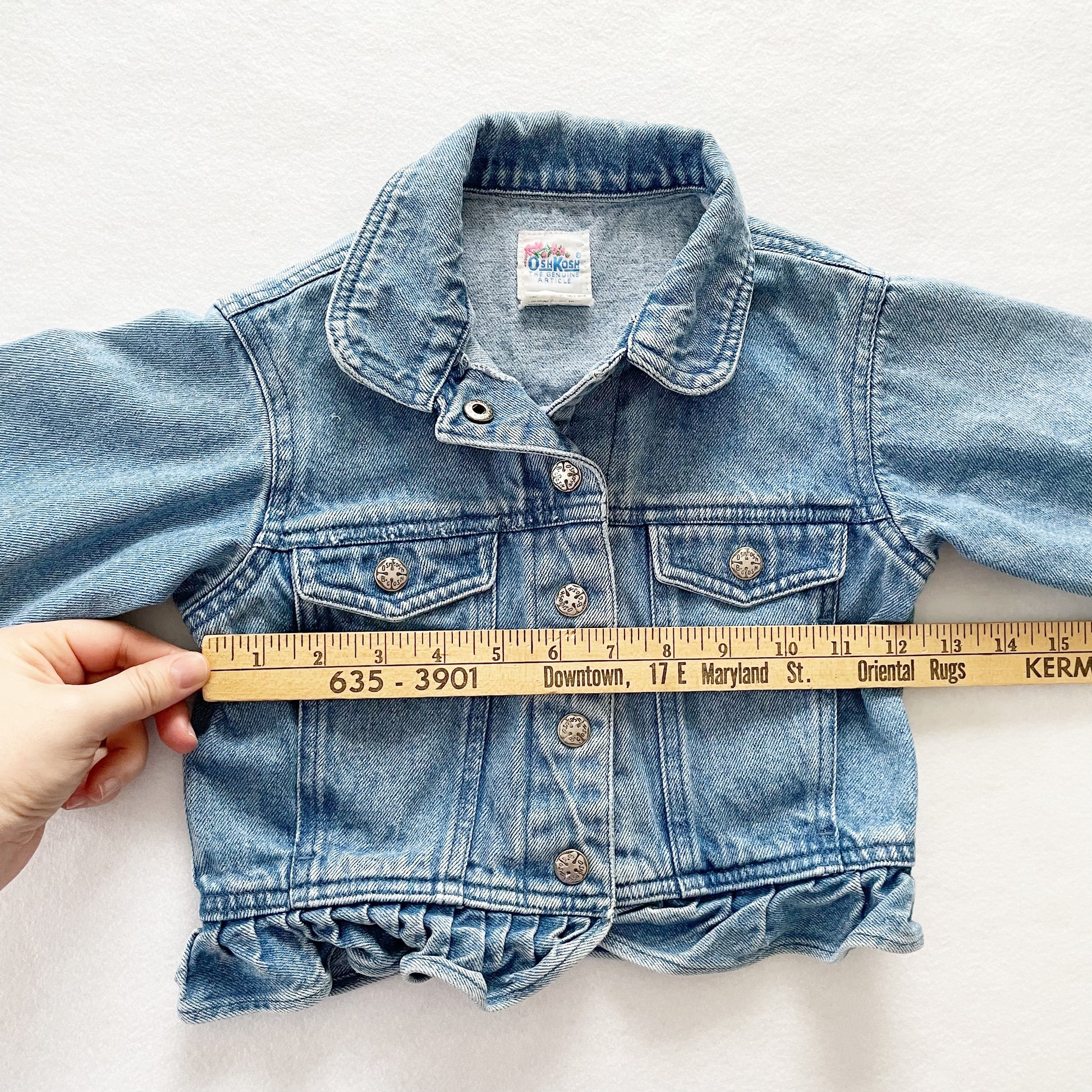 OshKosh Ruffle Denim Jacket - Yellow Clover Vintage Kids Clothes