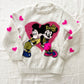 Vintage Handknit Mickey and Minnie Hearts Sweater