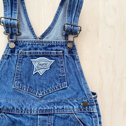 Guess Medium Wash Denim Shortalls - Yellow Clover Vintage Kids Clothes