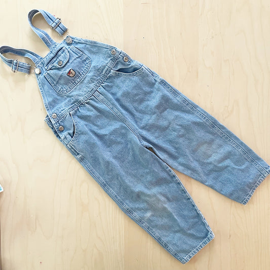 Little Arizona Bear Embroidery Overalls - Yellow Clover Vintage Kids Clothes