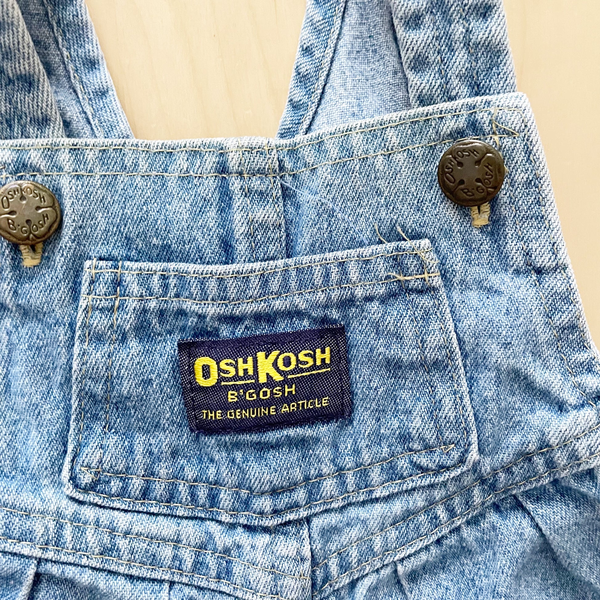 OshKosh Lighter Wash Bubble Overalls - Yellow Clover Vintage Kids Clothes