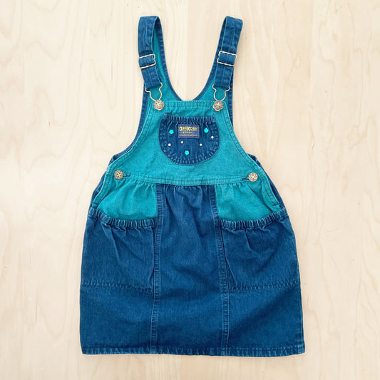 OshKosh Teal Wash Pocket Skirtall - Yellow Clover Vintage Kids Clothes