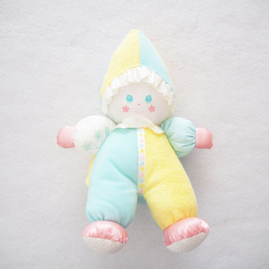 Playskool Pastel Clown Stuffed Baby - Yellow Clover Vintage Kids Clothes