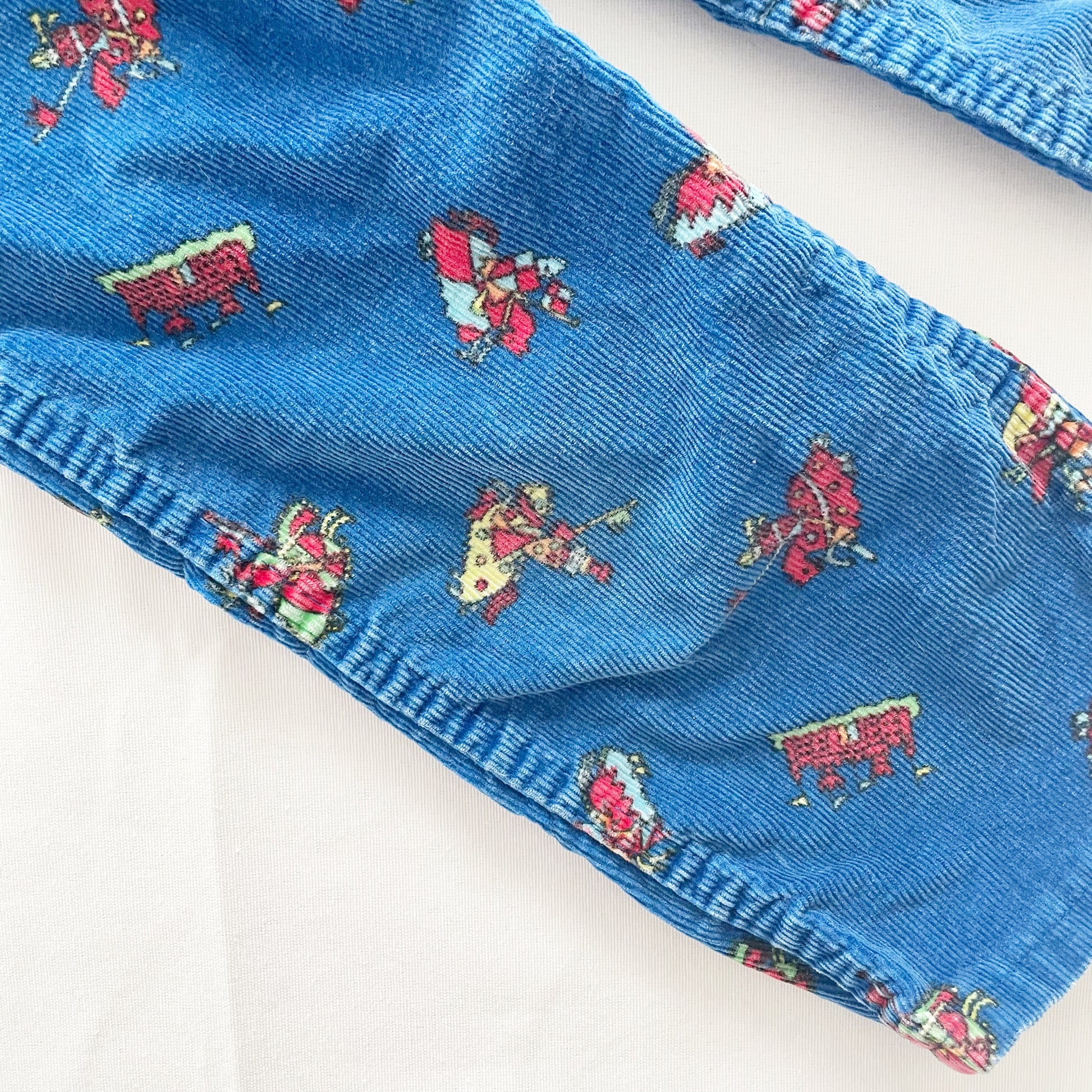 OshKosh Cord Knights Print Overalls - Yellow Clover Vintage Kids Clothes