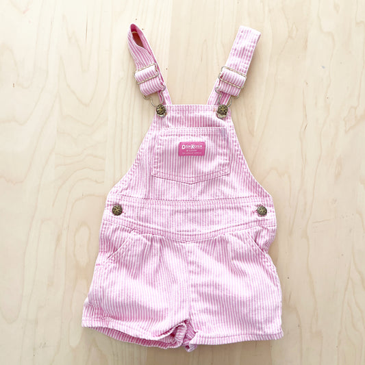 OshKosh Pink Engineer Stripe Shortalls - Yellow Clover Vintage Kids Clothes